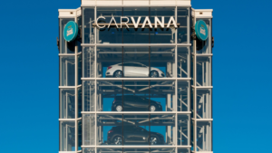 Carvana (CVNA) automobile dealership vending machine. Carvana is an online-only used car dealer.