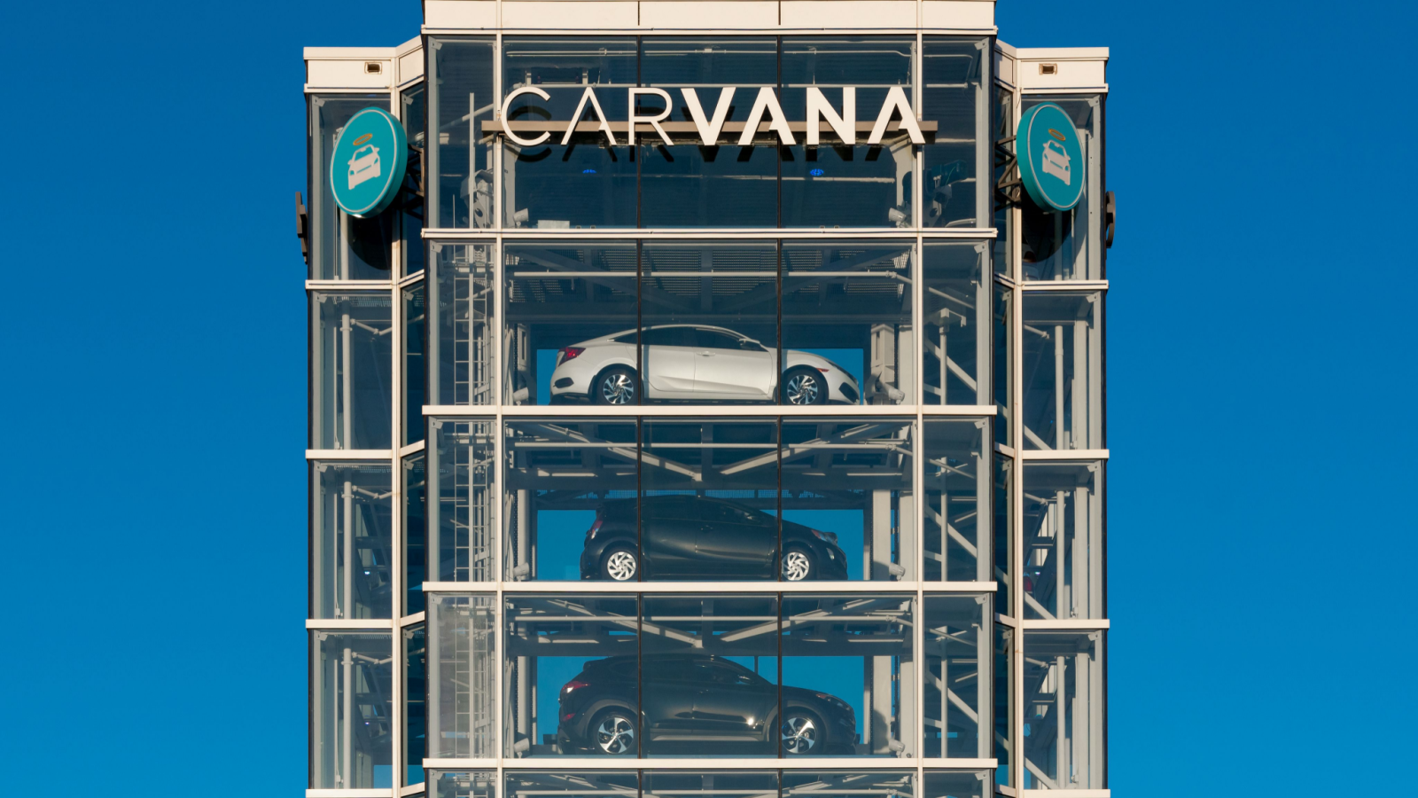 Carvana (CVNA Stock) automobile dealership vending machine. Carvana is an online-only used car dealer.