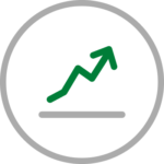 Icon representing an upward trending line chart