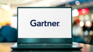 IT stock: the Gartner logo on a laptop