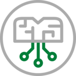 Icon depicting a brain and circuits