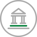 Icon depicting a bank building