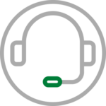 Icon depicting headphones and a microphone