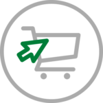 Icon depicting a shopping cart and computer cursor