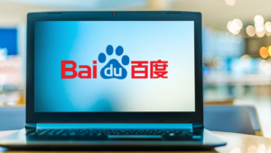 Laptop computer displaying logo of Baidu (BIDU), a Chinese multinational technology company specializing in Internet-related services and products