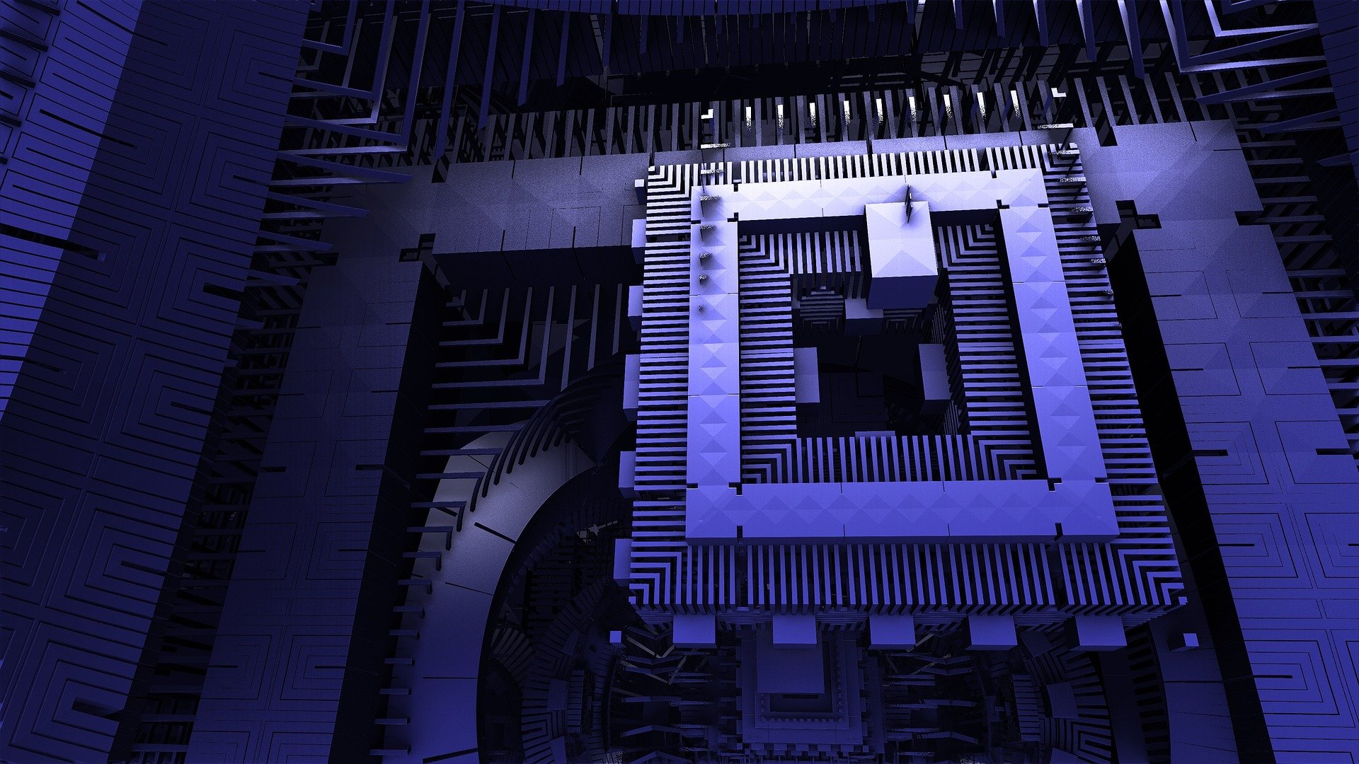 An image of a computer chip on a motherboard; quantum computing