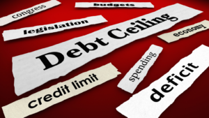 Debt Ceiling Deficit Newspaper Headlines 3d Illustration