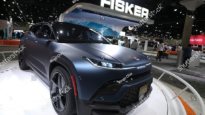Fisker's (FSR) new Ocean electric vehicle is displayed at the 2021 LA Auto Show.