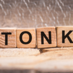 Wooden blocks with the word Stonks. Business and finance concept. meme stocks