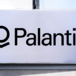 Palantir Technologies (PLTR) logo seen on billboard, known as Palantir is a public American company that specializes in big data analytics.