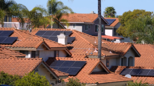 Solar panels on rooftops in California, an increasingly common sight, solar stocks