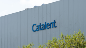 Catalent (CTLT) sign at its headquarters in Somerset, NJ, USA. Catalent, Inc. is an American multinational corporation.