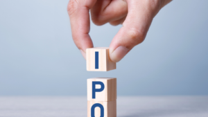 Busiiness Concept IPO Stack of wooden blocks with letters, Initial Public Offering IPO concept