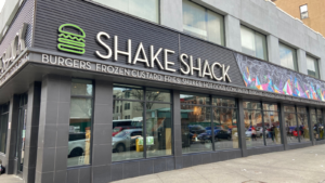 The Shake Shack (SHAK) on 125th Street in Harlem, New York City, USA
