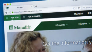 The homepage of the Manulife Financial (MFC) website.