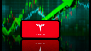 Tesla (TSLA) on stock market. Tesla financial success and profit.