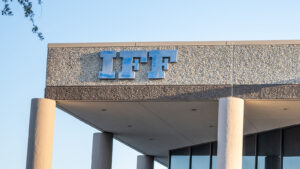 A close-up of an International Flavors & Fragrances (IFF) building in California. 