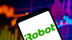 In this photo illustration the iRobot Corporation (IRBT) logo seen displayed on a smartphone screen