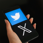 New Twitter, or X, logo on mobile phone screen