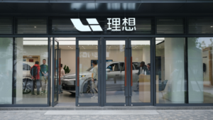 Li Auto electric car retail store with customers. Chinese electric vehicle manufacturer