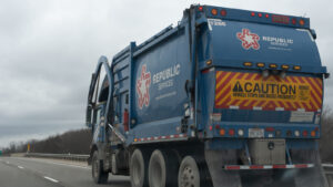 A shot of a Republic Services (RSG) trash truck.