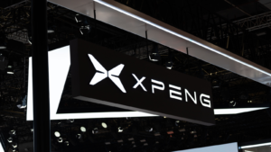 XPeng (XPEV) car logo in Shanghai International Automobile Industry Exhibition