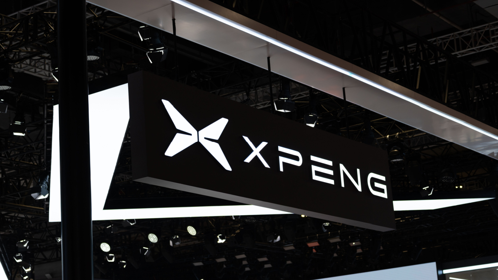 XPeng (XPEV) car logo in Shanghai International Automobile Industry Exhibition