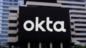 Okta, Inc. Logo seen on billboard. Okta (formerly Saasure Inc.) is an American identity and access management company based in San Francisco
