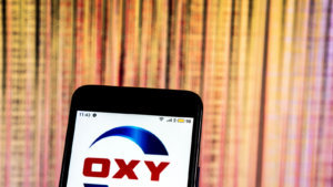 Occidental Petroleum (OXY) Company logo seen displayed on smart phone