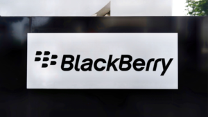 BlackBerry Limited logo. The company was originally known as Research In Motion (RIM), a Canadian software company specializing in cybersecurity. BB shares