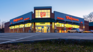 Landscape Night View of Walgreen's Pharmacy Building Exterior. WBA stock. Nasdaq Stocks to Sell