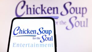 Chicken Soup for the Soul Entertainment (CSSE) logo displayed on phone, representing CSSE stock