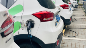 EvCard charging station. EvCard is China's first electric vehicle rental service. As of July 2017, it had around 6,000 cars and 3,000 stations in Shanghai. Chinese EV stocks