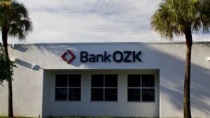 A photo of the front of a Bank OZK (OZK) branch in Miami, Florida. 