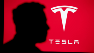 Elon Musk CEO and product architect of Tesla, Inc. (TSLA) Portrait on red background