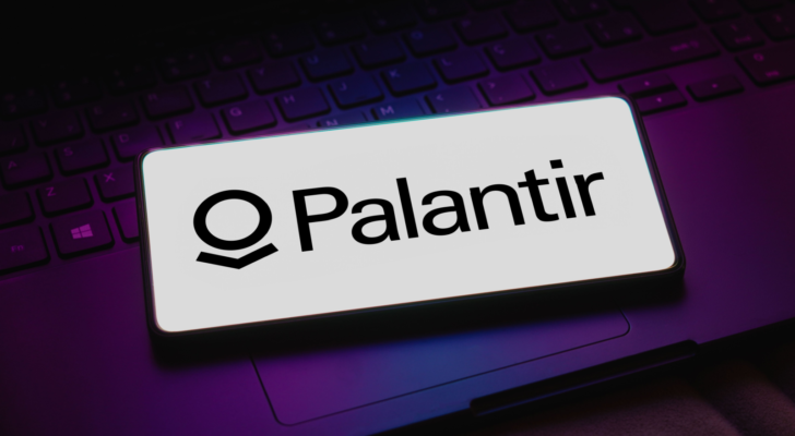 In this photo illustration, the Palantir Technologies (PLTR) logo is displayed on a smartphone screen.