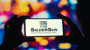 January 13, 2023, Brazil. In this photo illustration, the SilverSun Technologies logo is displayed on a smartphone screen. SSNT stock