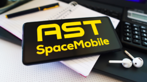 In this photo illustration, the AST SpaceMobile logo is displayed on a smartphone screen. ASTS stock