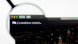 Illustrative Editorial of Chimera Investment Corporation website homepage. Chimera Investment Corporation logo visible on display screen.