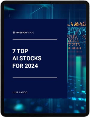 Ipad-style report cover with the text. "7 Top AI Stocks for 2024"