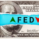 The Federal Reserve FED wording with up and down arrow on USD dollar banknote for Federal reserve increase and decrease interest rate control which effect to America and world economic growth concept.