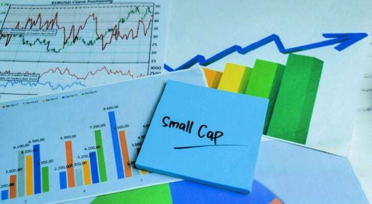 Concept of Small Cap write on sticky notes isolated on Wooden Table. Small-cap stocks